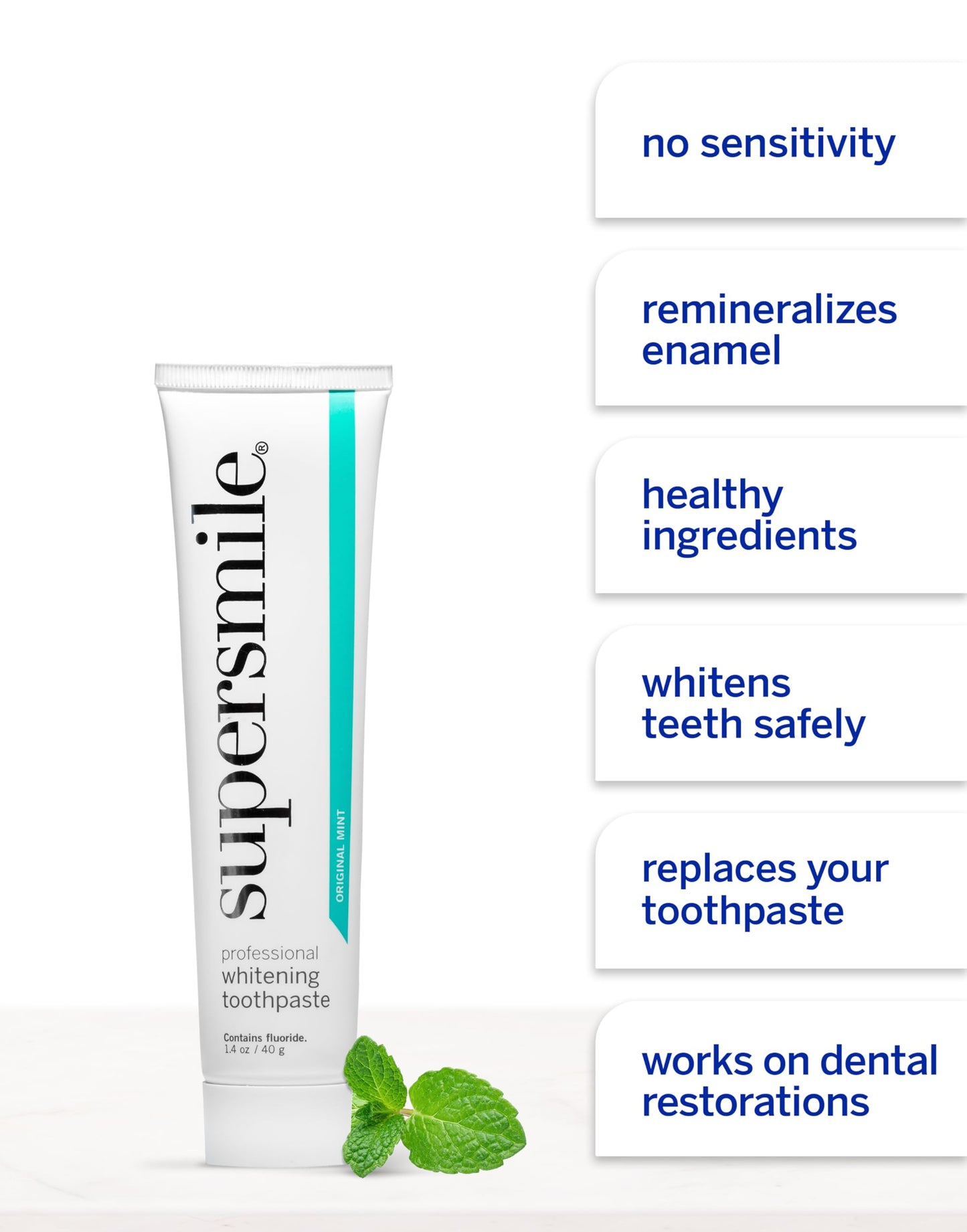 Supersmile Pro Whitening Toothpaste with Fluoride - Whitens Teeth (6 Shades) | Enamel Strengthening | No Sensitivity | Travel Size Pack of 2