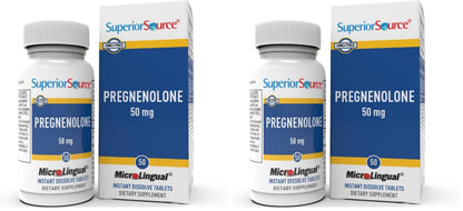 Superior Source Pregnenolone 50 mg – Instant Dissolve Tablets for Brain Health & Hormone Support (Pack of 2)