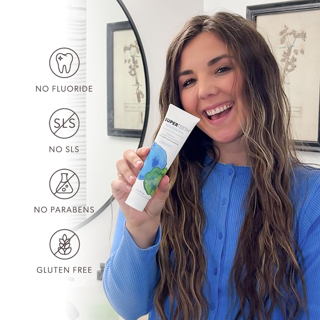 SuperTeeth Nano Hydroxyapatite Toothpaste - Whitening & Enamel Repair | Fluoride-Free | Made in USA