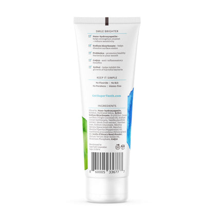 SuperTeeth Nano Hydroxyapatite Toothpaste - Whitening & Enamel Repair | Fluoride-Free | Made in USA