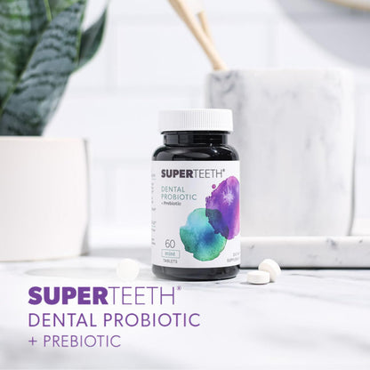 SuperTeeth Chewable Dental Probiotic for Adults & Kids | BLIS M18 | 60 Mint Flavored Tablets | Fluoride & Sugar Free | Vegan