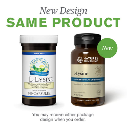 L-Lysine 100 Capsules - Nature's Sunshine | Essential Amino Acids (474 mg L-Lysine HCl)