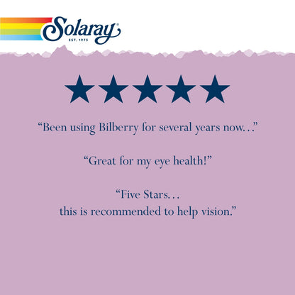 SOLARAY Bilberry Extract 160 mg – Eye Health & Circulation Support | 36% Anthocyanosides | Vegan