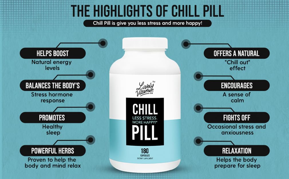 Chill Pill - Calm Mood, Relax & Restful Sleep | LIVELY VITAMIN CO. - 180 Vegan Capsules
