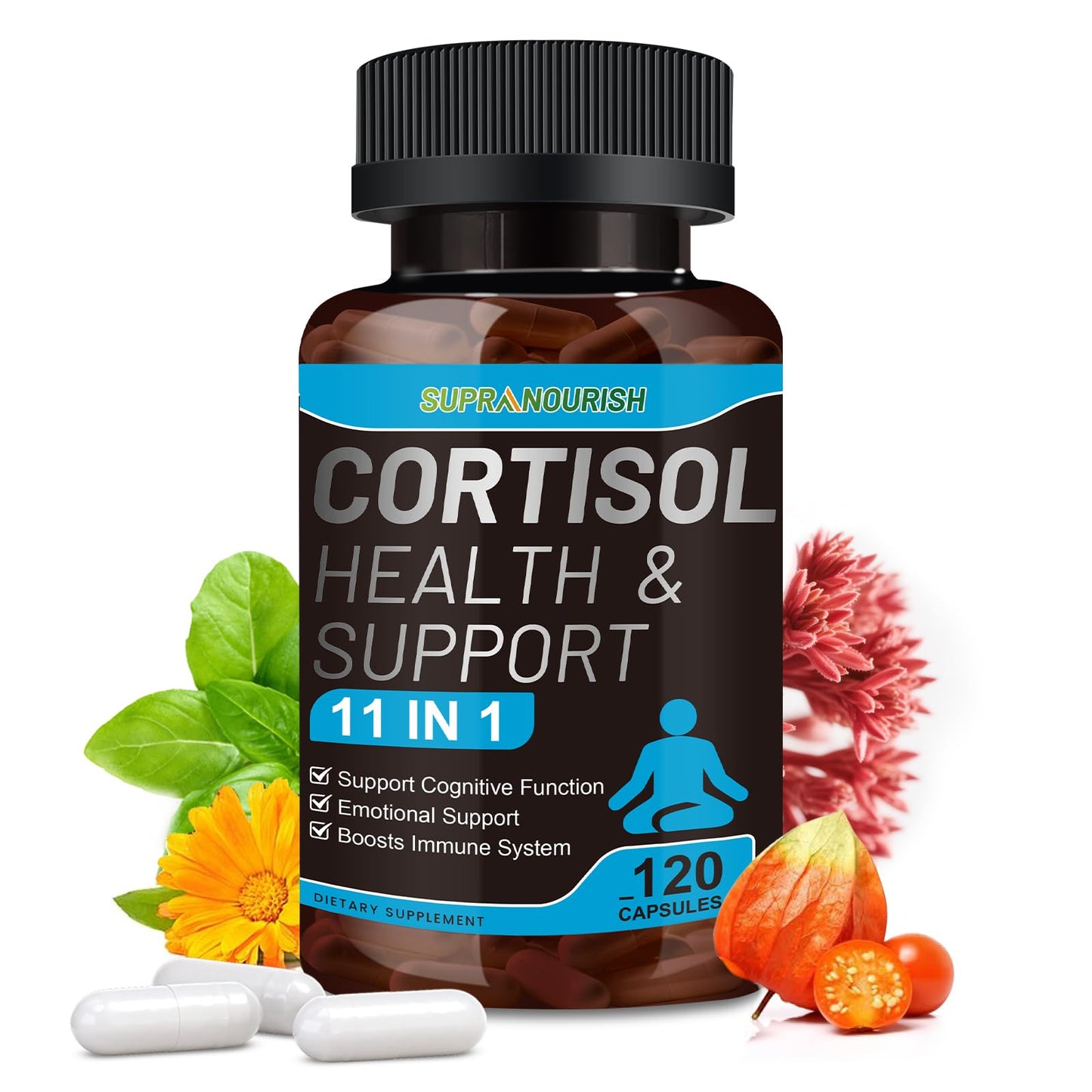 SUPRANOURISH Cortisol Manager – 11-in-1 Cortisol Reducer, 120 Capsules