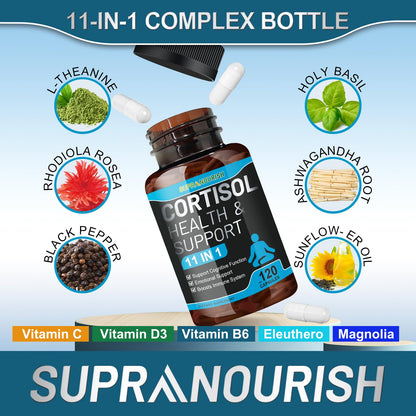 SUPRANOURISH Cortisol Manager – 11-in-1 Cortisol Reducer, 120 Capsules