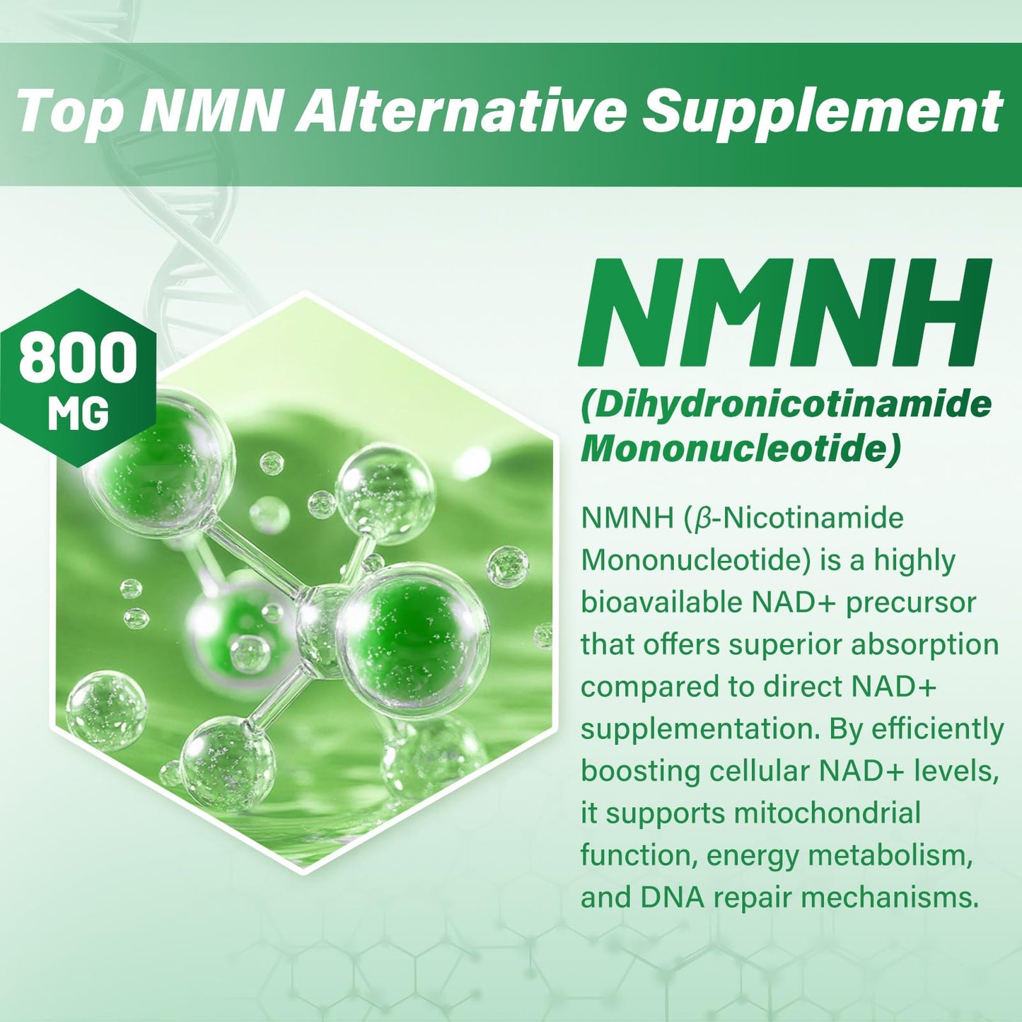 SUPRANOURISH Pure NMNH Supplement 120 Capsules | 800mg NAD+ Boost for Anti-Aging & Cellular Energy