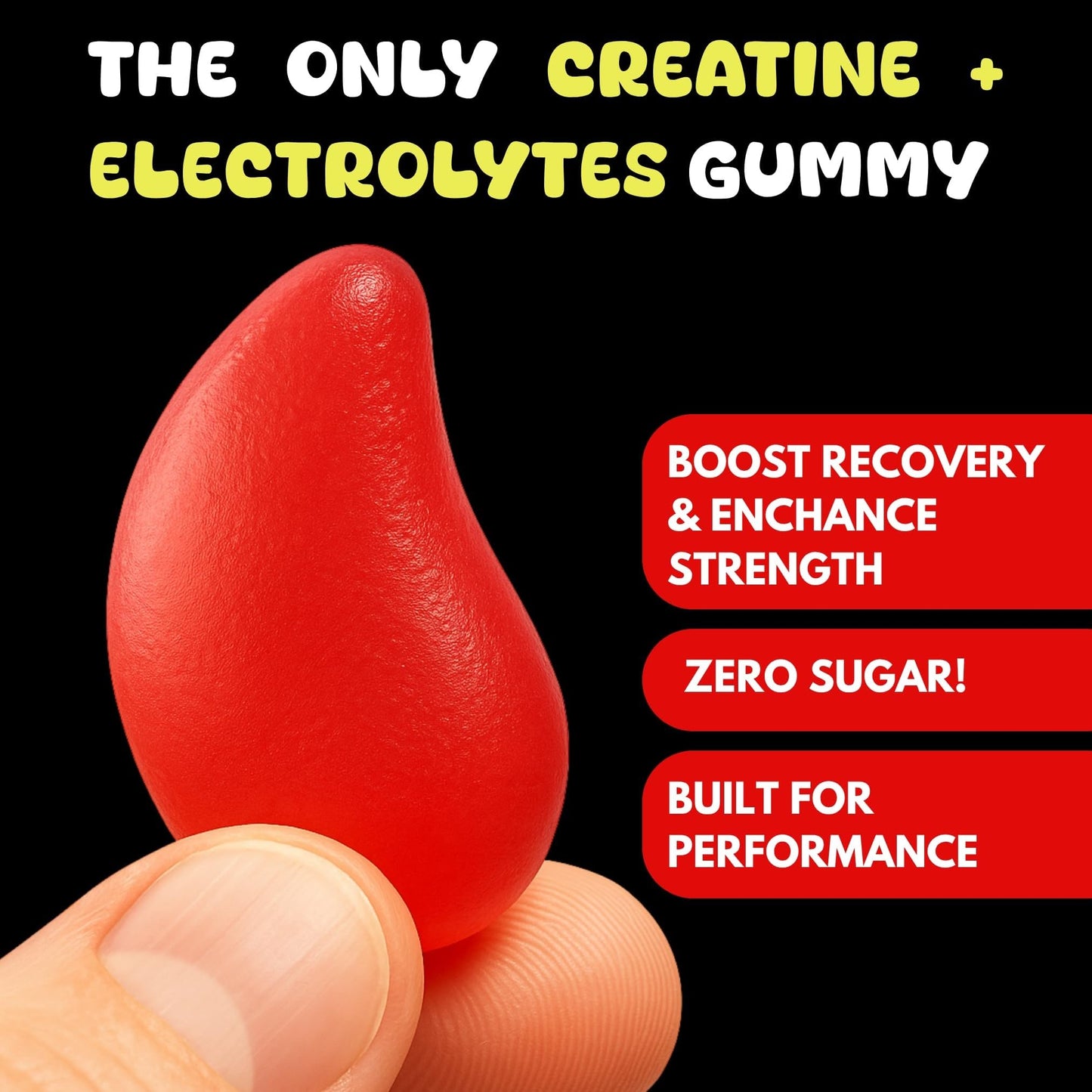 SUPTROPIC Creatine Gummies – 5g Monohydrate, Vegan, Sugar-Free, 30 Servings