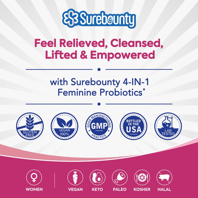 Surebounty Probiotics for Women – 120B CFU, 34 Strains, 4-in-1 (30ct)
