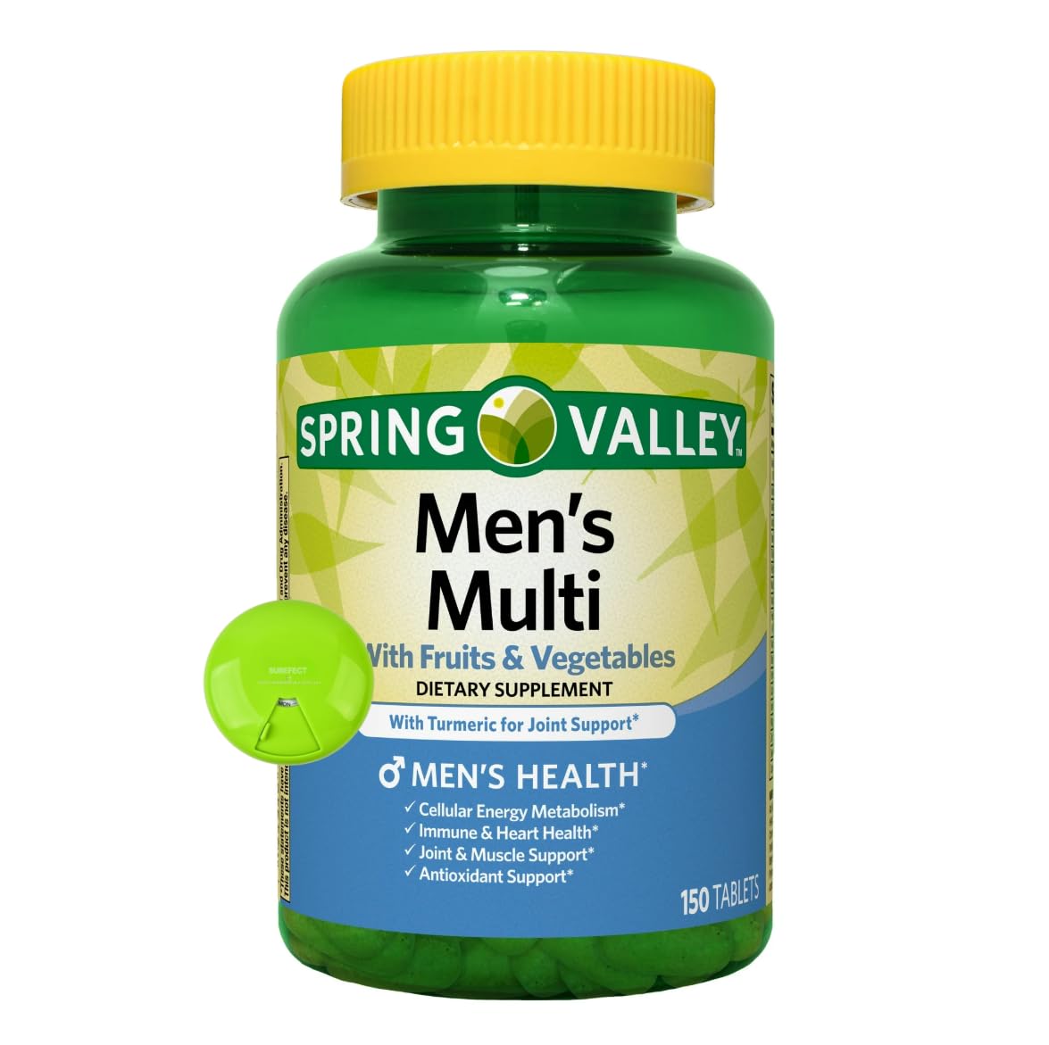 SUREFECT Spring Valley Men's Multivitamin with Turmeric – 150 Tablets + Free Organizer