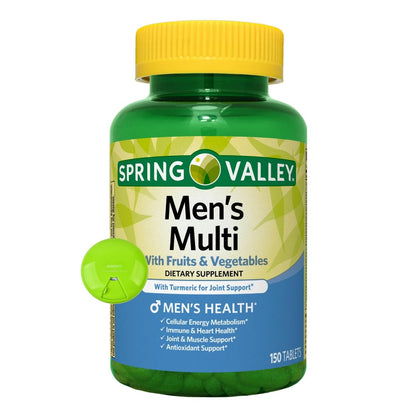 SUREFECT Spring Valley Men's Multivitamin with Turmeric – 150 Tablets + Free Organizer