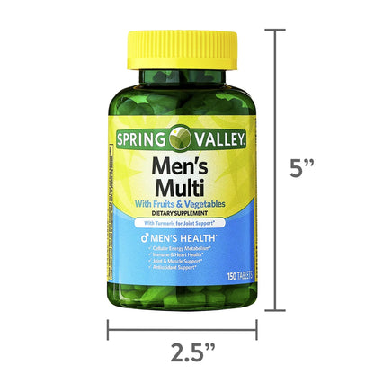 SUREFECT Spring Valley Men's Multivitamin with Turmeric – 150 Tablets + Free Organizer