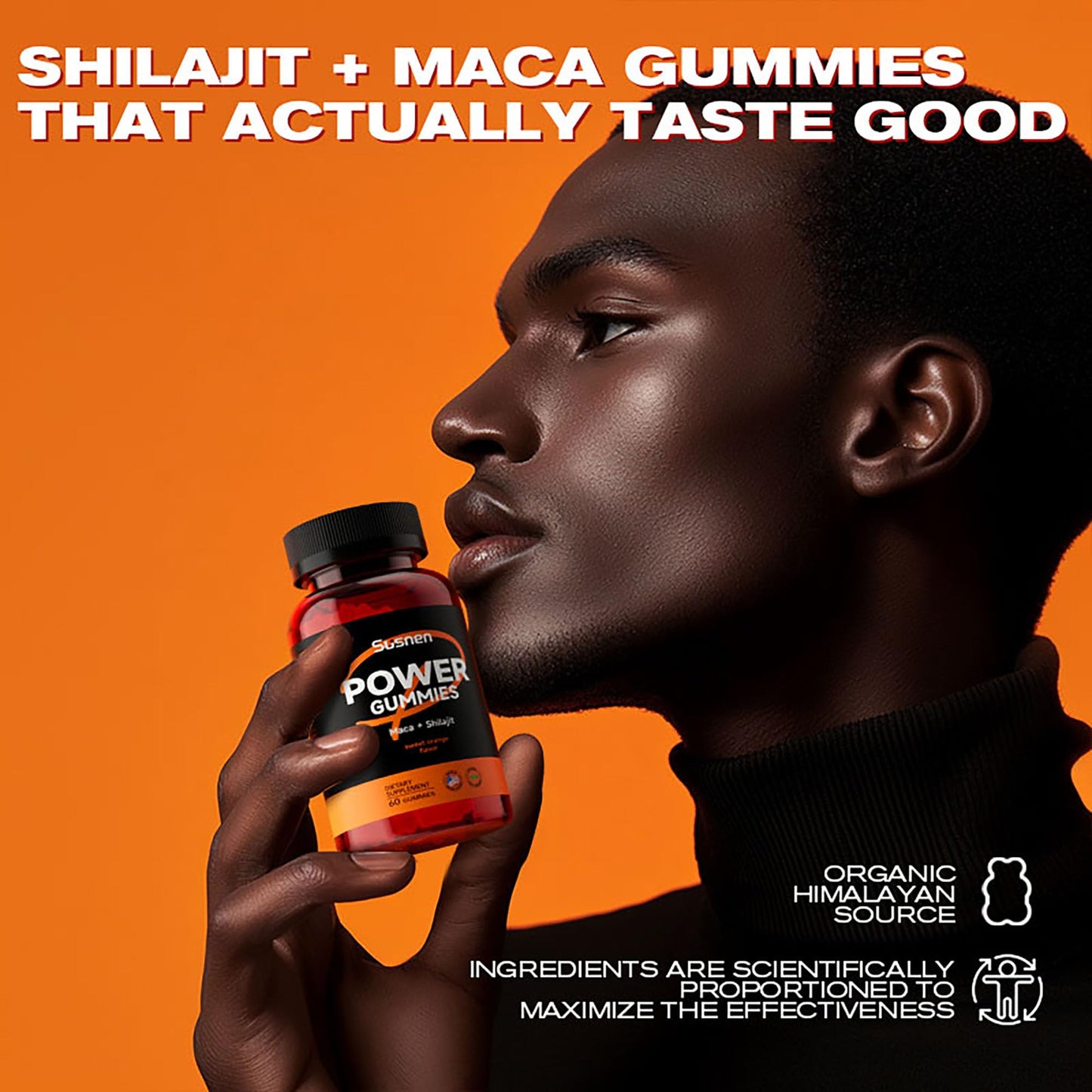 Susnen Power Gummies with Shilajit and Maca – Pure Himalayan Organic, 60 Gummies