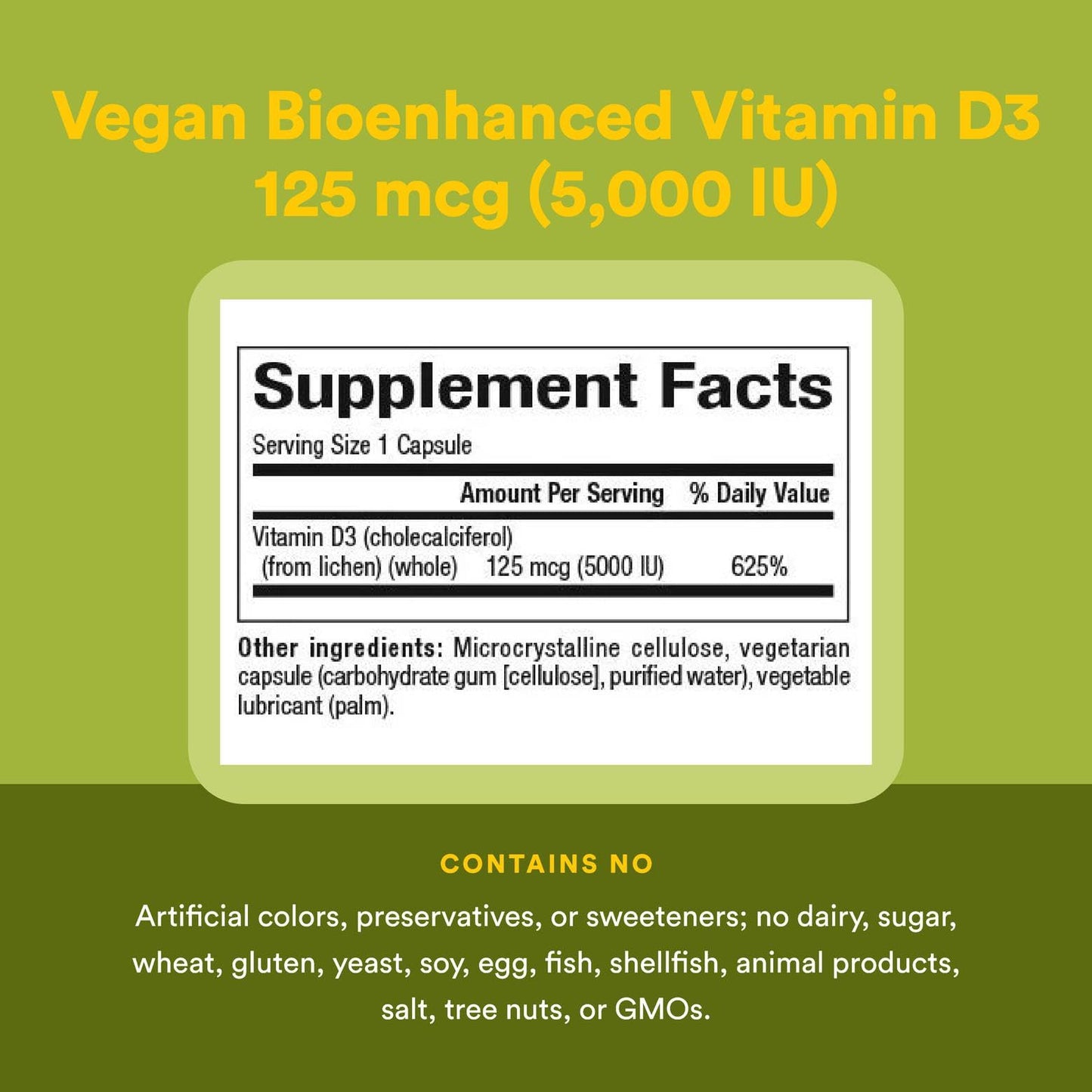 Natural Factors Whole Earth & Sea Vitamin D3 5,000 IU (125 mcg) – Vegan Bioenhanced, 60 Capsules