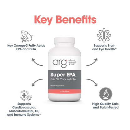 Allergy Research Group Super EPA Omega-3 Fish Oil Softgels 200 Count