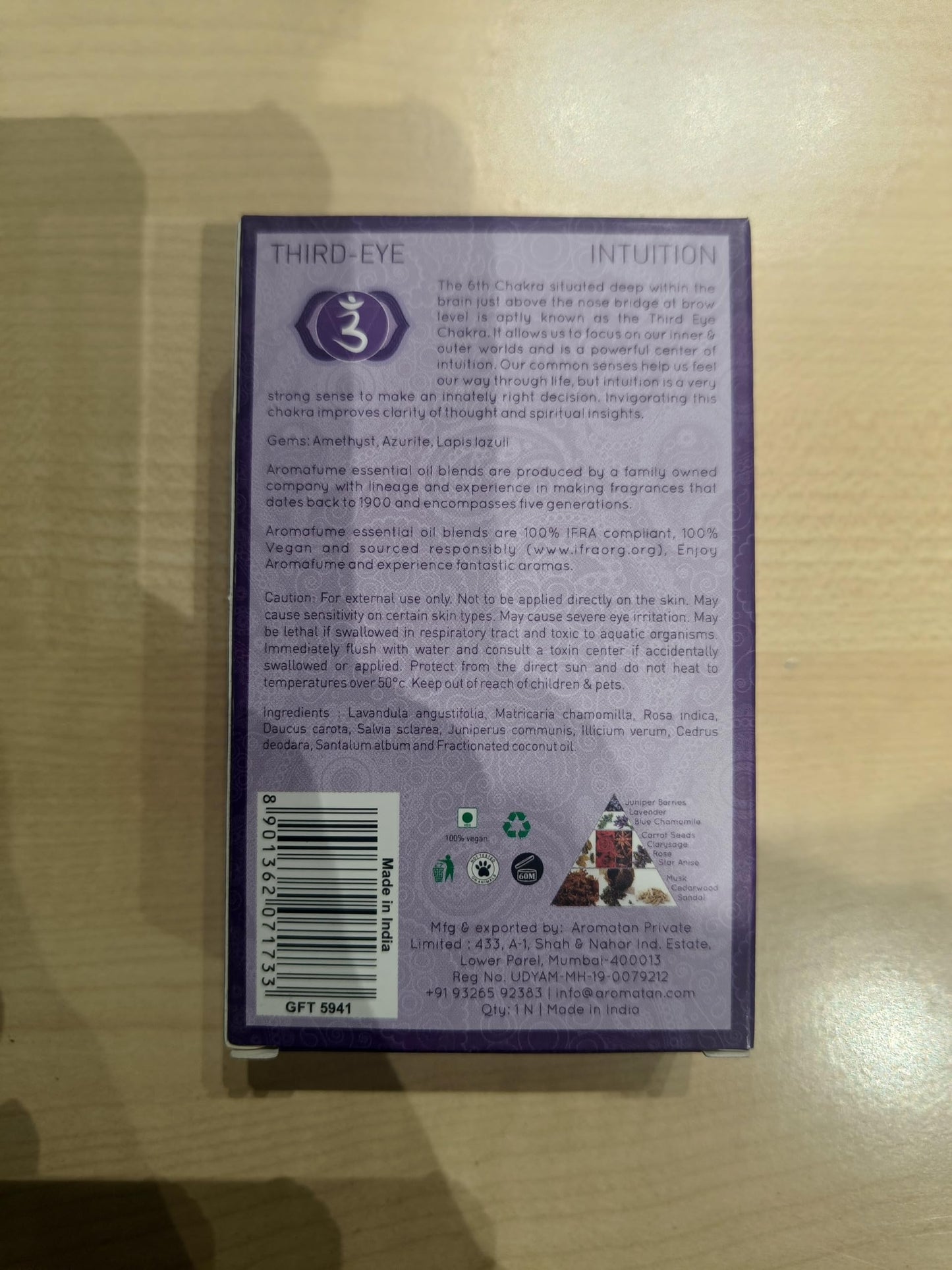 Third Eye Chakra Essential Oil Roll-On by Aromafume – 10ml Ajna