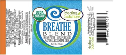 Healing Solutions Breathe Easy Organic Essential Oil - 1 oz (30ml) - Pure & Undiluted