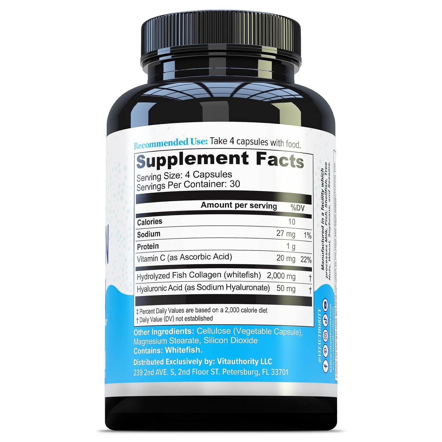 Marine Collagen Capsules with Hyaluronic Acid & Vitamin C | 2,000mg per Serving