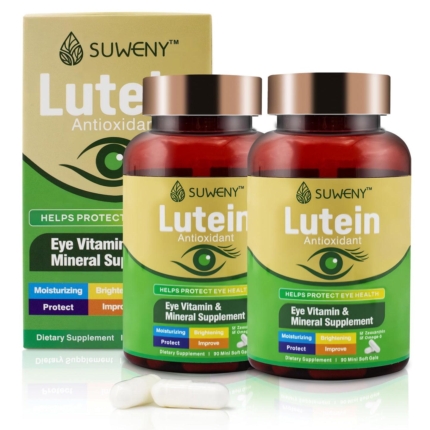 SUWENY Lutein Eye Vitamins - 90 Capsules | Blue Light & Macular Support