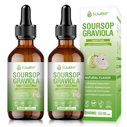 SUWENY Organic Soursop Graviola Drops 2000mg | Immune Support & Antioxidants