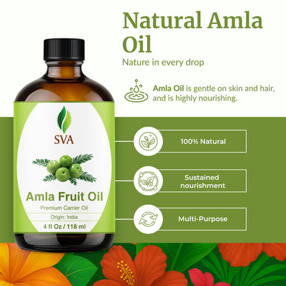 SVA Amla Oil 4oz (118ml) Premium Carrier Oil for Hair, Scalp & Skin