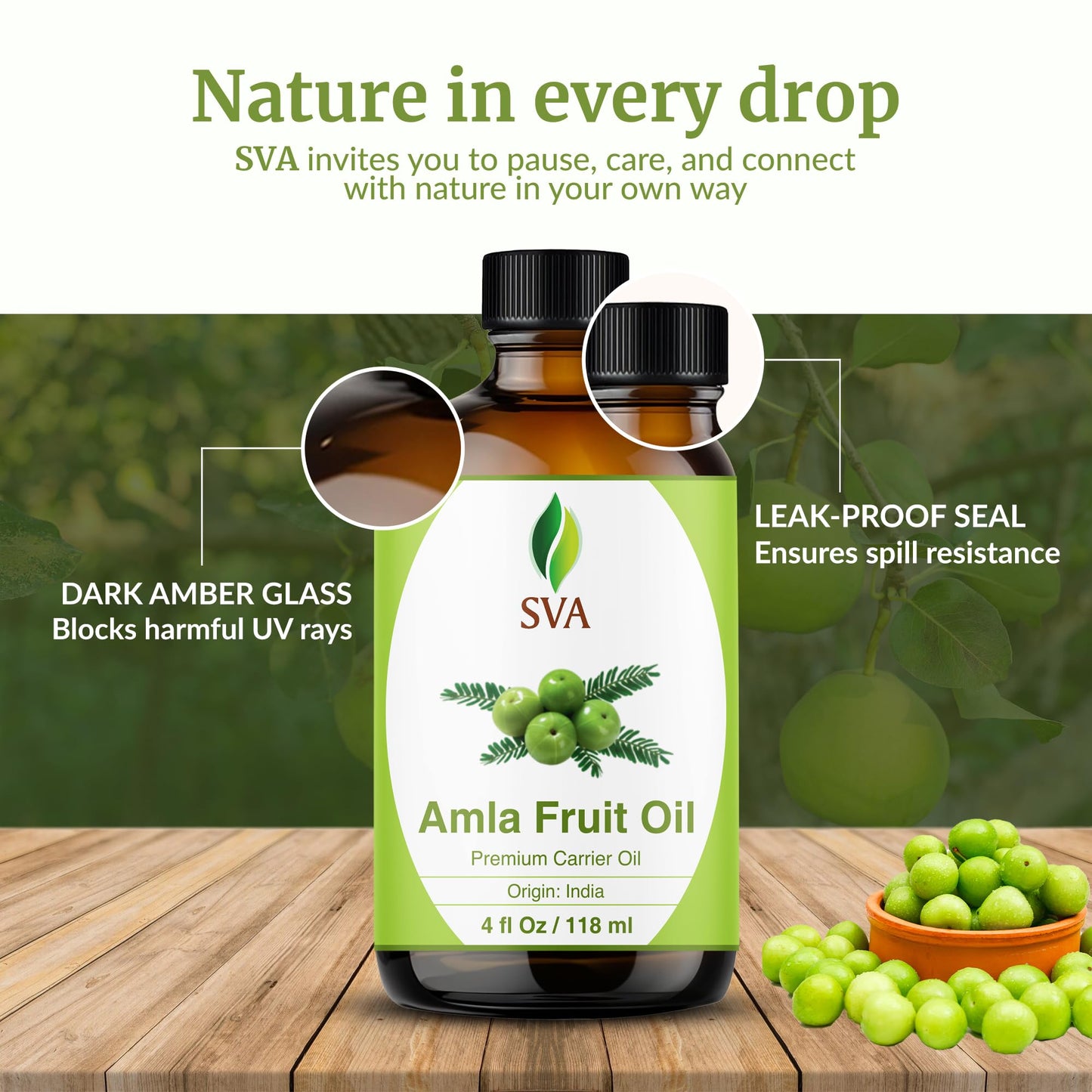 SVA Amla Oil 4oz (118ml) Premium Carrier Oil for Hair, Scalp & Skin