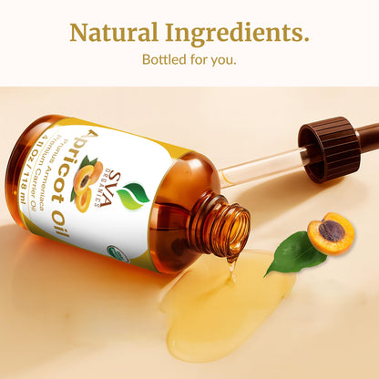 SVA Apricot Seed Oil Organic – 4 oz Cold-Pressed Carrier Oil for Face & Hair
