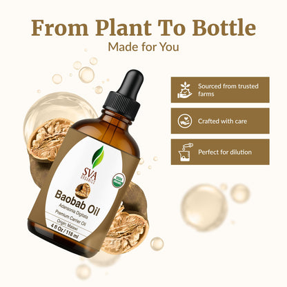 SVA Baobab Seed Oil Organic – 4 oz Cold-Pressed Carrier Oil