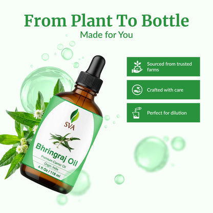 SVA Bhringraj Premium Carrier Oil - 4oz (118ml) with Dropper | Hair Oiling, Scalp Massage & Skin Care