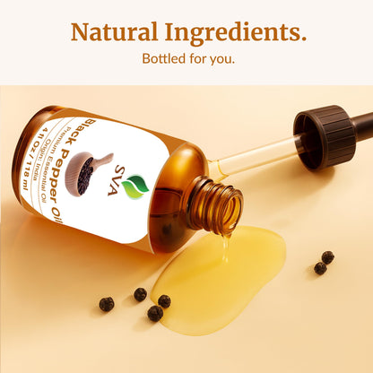 SVA Black Pepper Essential Oil (4 Oz) – 100% Natural, Dropper Included | Diffuser, Skin & Hair Care