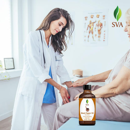 SVA Black Pepper Essential Oil (4 Oz) – 100% Natural, Dropper Included | Diffuser, Skin & Hair Care