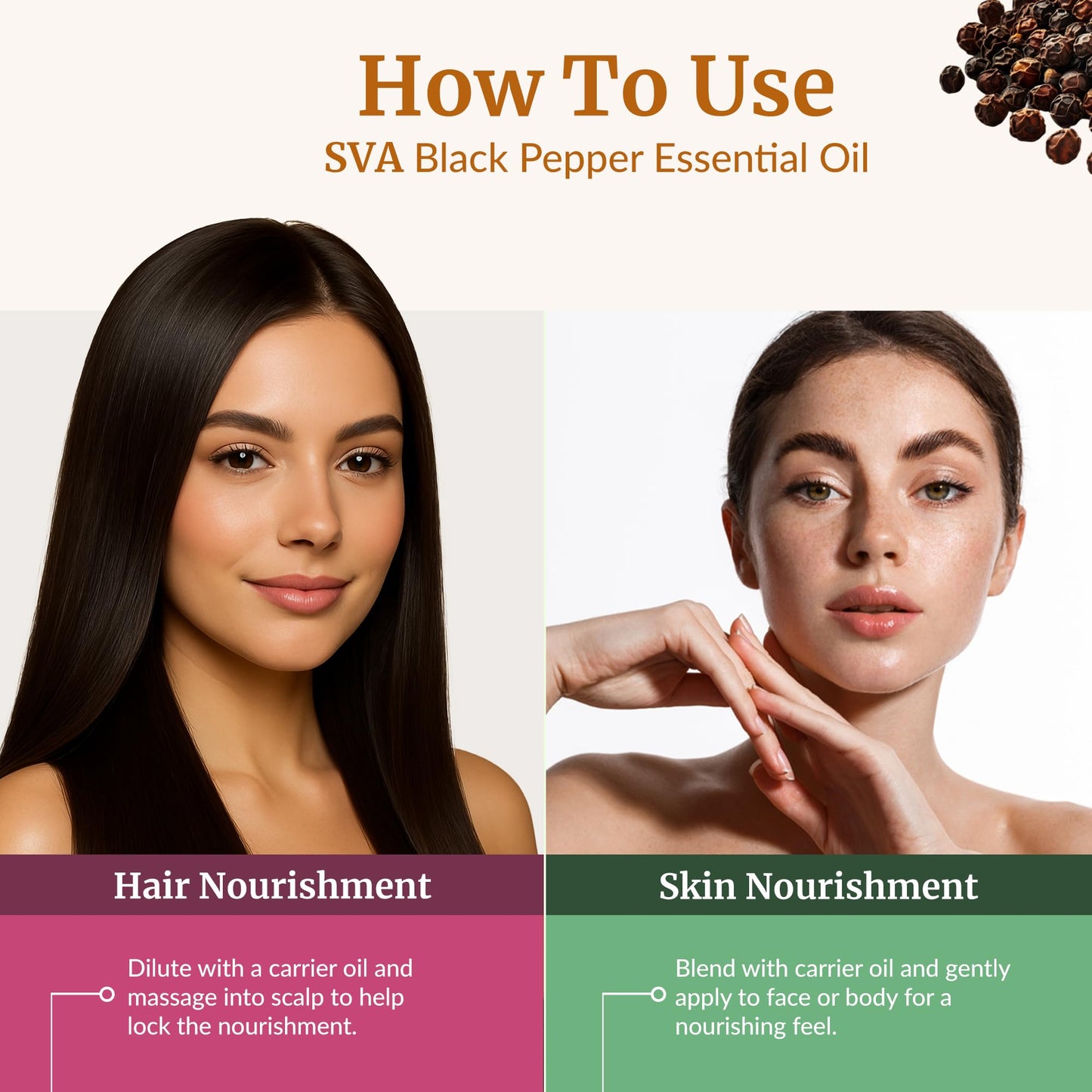 SVA Black Pepper Essential Oil (4 Oz) – 100% Natural, Dropper Included | Diffuser, Skin & Hair Care