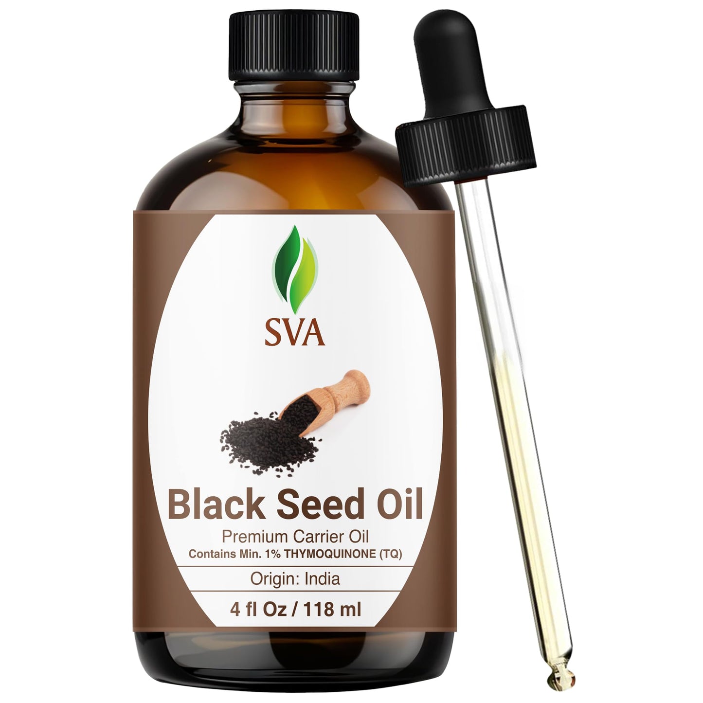 SVA Black Seed Oil - 4 Oz | Cold-Pressed Nigella Sativa Carrier Oil with Dropper