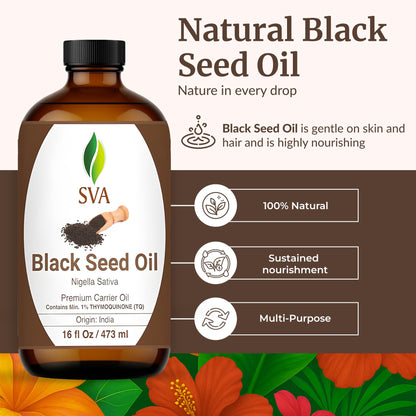 SVA Black Seed Oil 16 oz | Cold-Pressed Nigella Sativa Carrier Oil