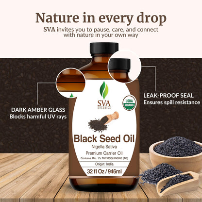 SVA Black Seed Oil Organic – 32 Fl Oz Cold-Pressed Carrier Oil