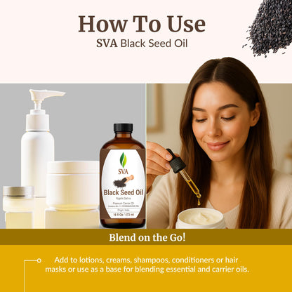 SVA Black Seed Oil 16 oz | Cold-Pressed Nigella Sativa Carrier Oil