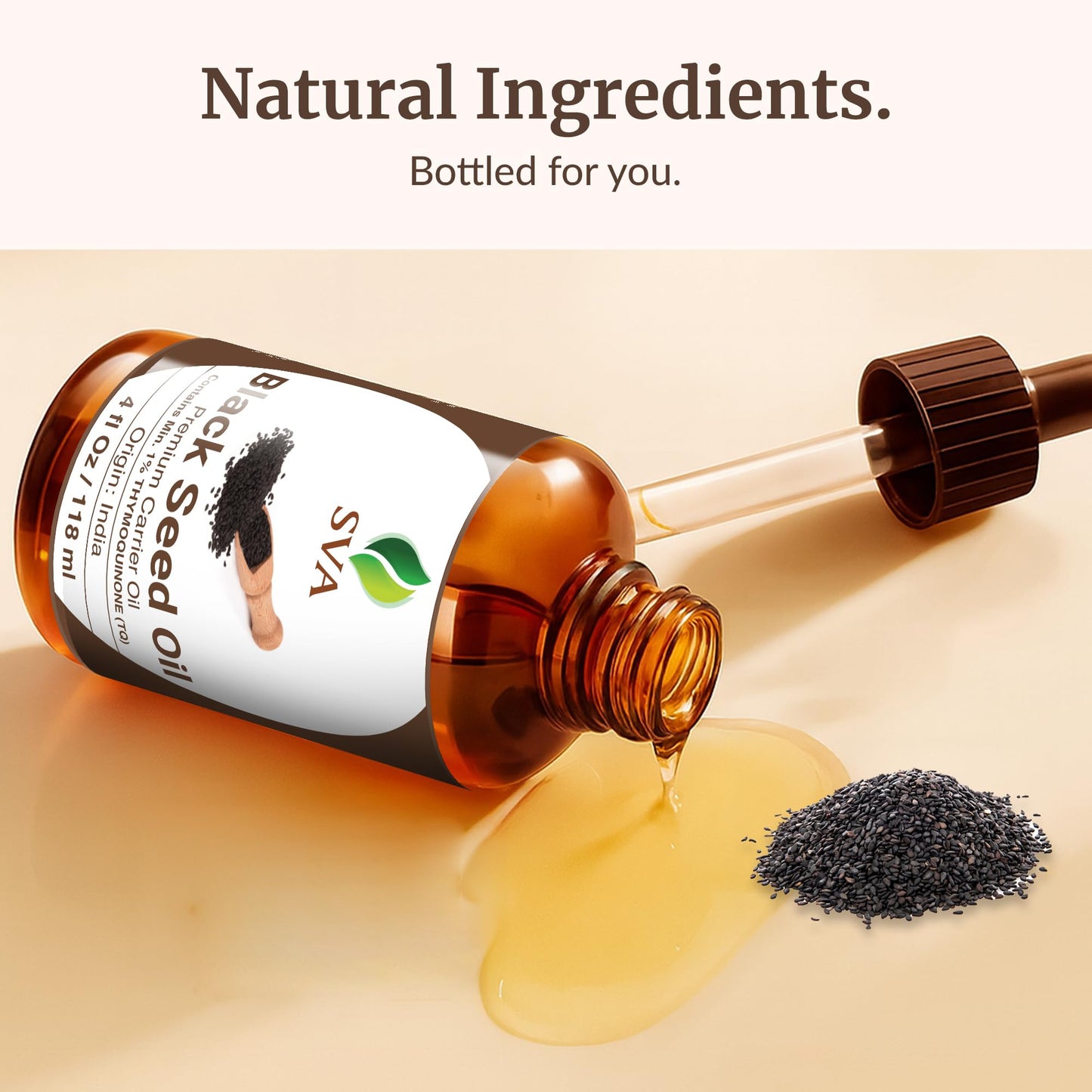 SVA Black Seed Oil - 4 Oz | Cold-Pressed Nigella Sativa Carrier Oil with Dropper