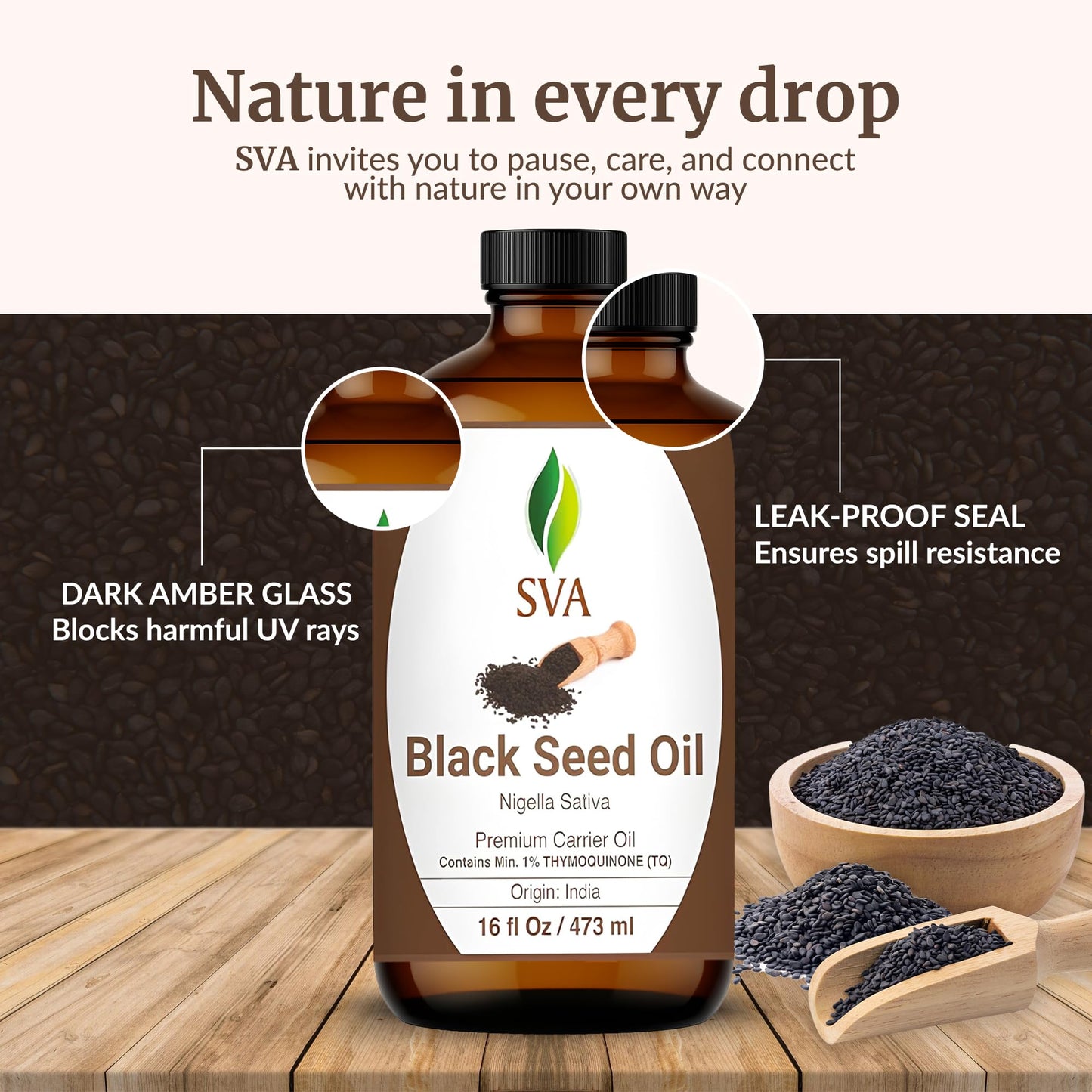 SVA Black Seed Oil 16 oz | Cold-Pressed Nigella Sativa Carrier Oil
