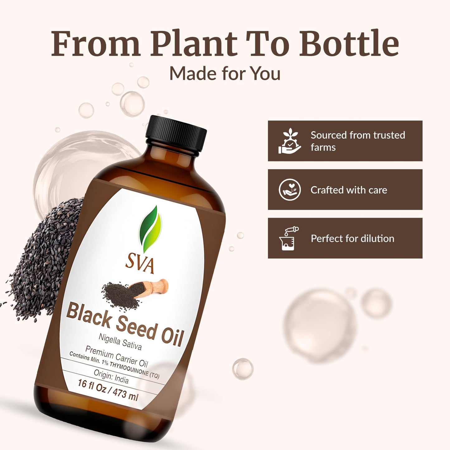 SVA Black Seed Oil 16 oz | Cold-Pressed Nigella Sativa Carrier Oil