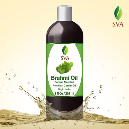 SVA Brahmi Oil - 8 oz Cold-Pressed Brahmi Carrier Oil with Pump