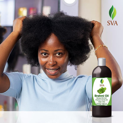 SVA Brahmi Oil - 8 oz Cold-Pressed Brahmi Carrier Oil with Pump