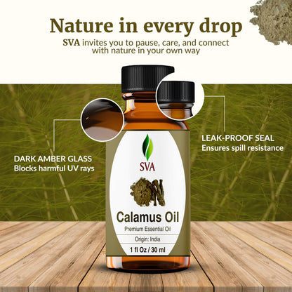SVA Calamus Essential Oil – 1 Fl Oz | 100% Natural Calamus for Diffuser, Hair & Skin