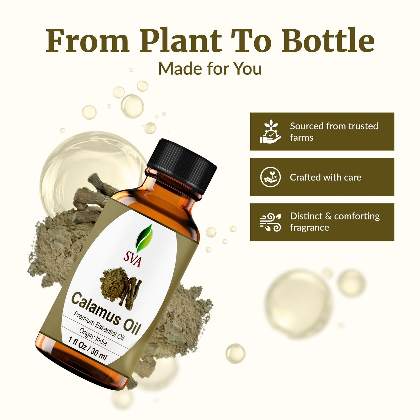 SVA Calamus Essential Oil – 1 Fl Oz | 100% Natural Calamus for Diffuser, Hair & Skin