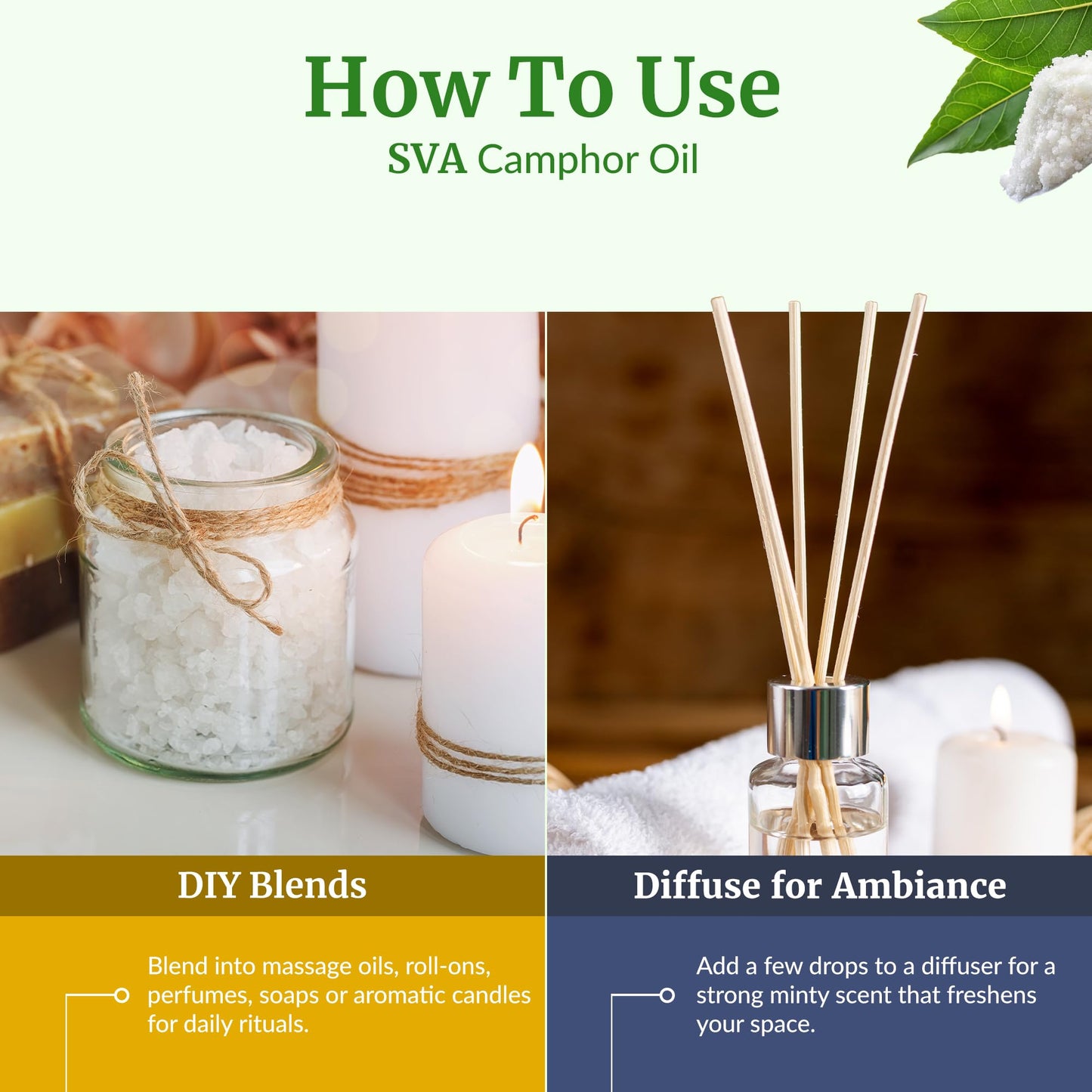 SVA Camphor Essential Oil 32oz – 100% Natural for Diffuser & Skin Care