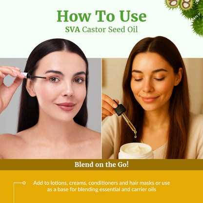 SVA Castor Seed Oil - 4 Fl Oz | 100% Natural Cold-Pressed Carrier Oil with Dropper