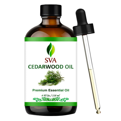 SVA Cedarwood Essential Oil 4 Oz – 100% Natural Cedarwood Juniperus Mexicana for Diffuser, Skin, Hair & Aromatherapy