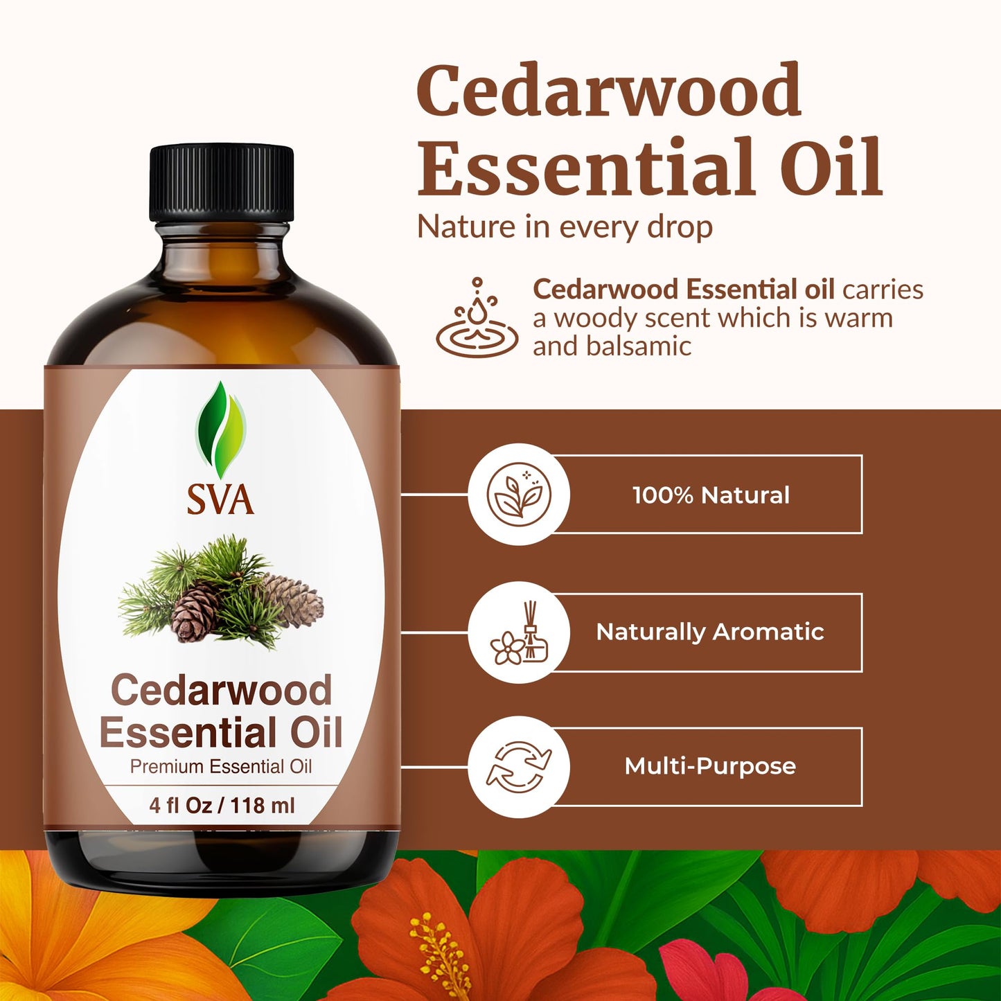 SVA Cedarwood Essential Oil 4oz – 100% Natural Cupressus Funebris