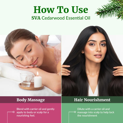 SVA Cedarwood Essential Oil 4 Oz – 100% Natural Cedarwood Juniperus Mexicana for Diffuser, Skin, Hair & Aromatherapy