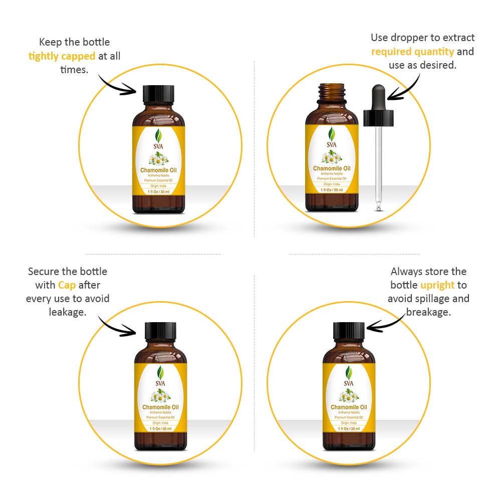 SVA Chamomile Essential Oil – 1 Fl oz | 100% Natural, Dropper