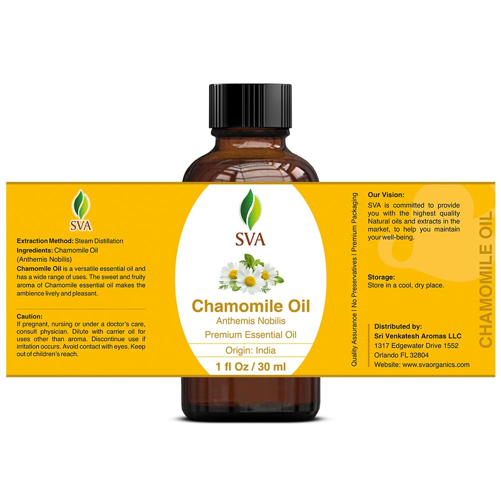 SVA Chamomile Essential Oil – 1 Fl oz | 100% Natural, Dropper